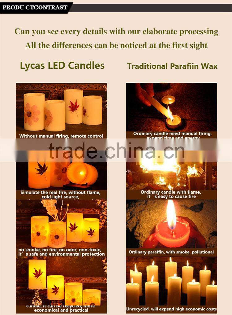 Embedded maple and flower flameless led candle light