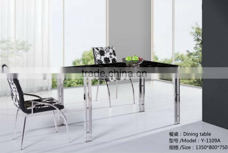 Cheap square paper marble top stainless steel frame dining tabless