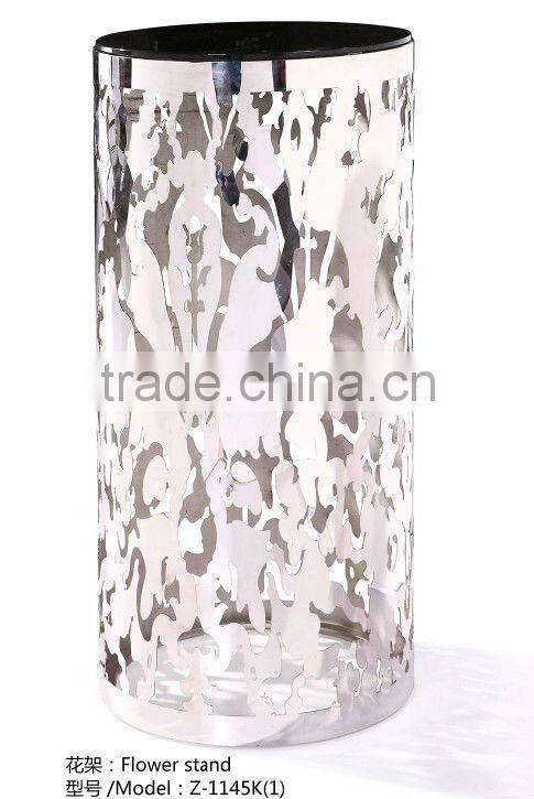 Cylindrical stainless steel carving flower shelf