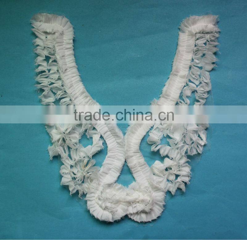 shabby chiffon flower pattern sew on women neck collar