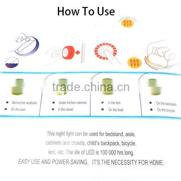 3 LED Under Cabinet Push Tap LED Touch Light Stick On Night Touch Light