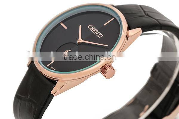2016 Men Quartz Stainless Steel Back Geniune Leather Wrist Watch