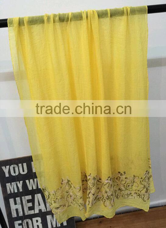 New Embroidery Design Pattern Cotton Viscose Fashion Ladies Scarf