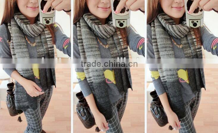 New Arrvial Winter Fashion Woman Long Striped Wool Knitted Scarf