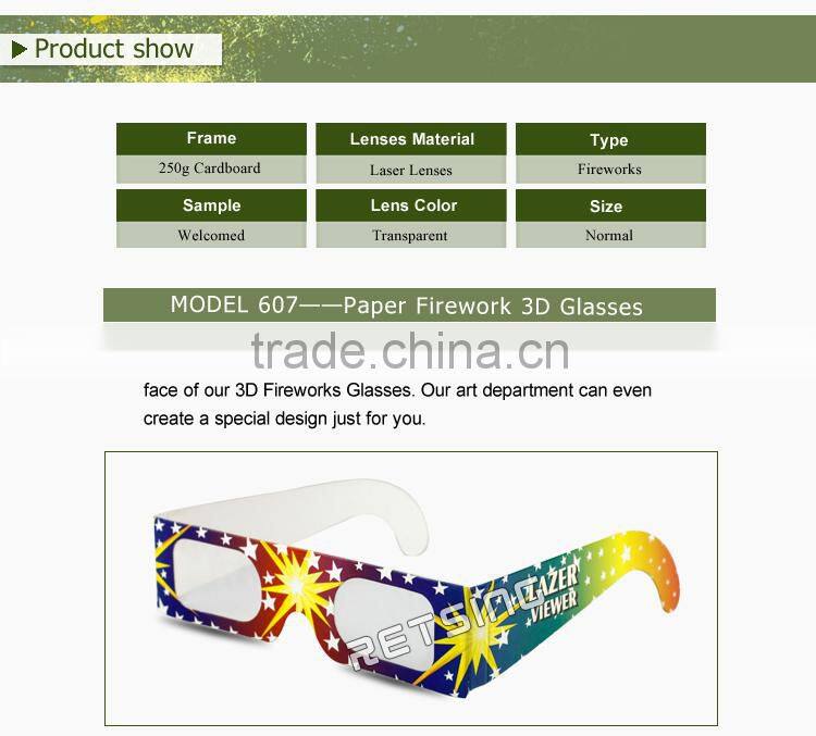 Paper fireworks diffraction glasses used for festival and party for fun