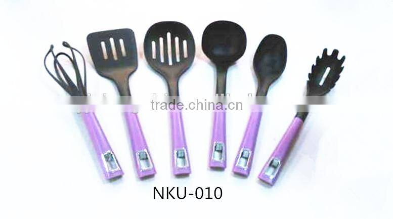 2016 Hot Sale FDA and LFGB Food Grade Colorful 6 pcs Nylon Cooking Utensils Set & silicone kitchen products