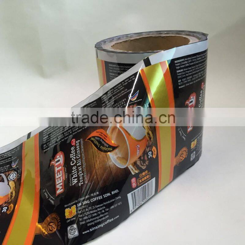 custom Gravure printing Coffee Sachet Packaging Film/plastic milk tea wrapper/ instant coffee plastic packaging