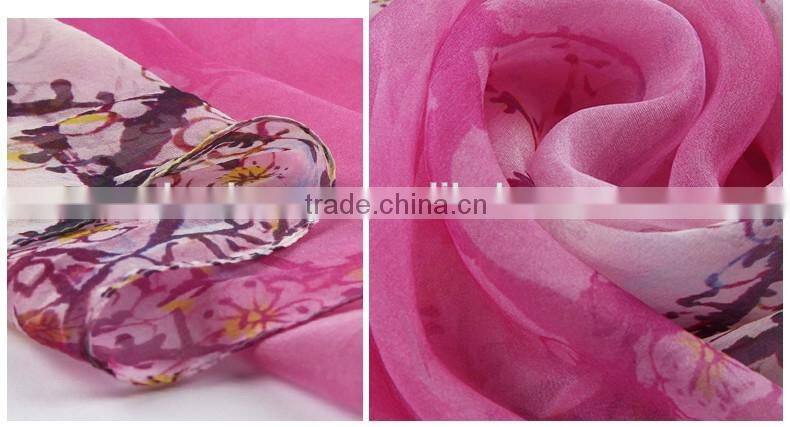 factory OEM New Fashion Accessories Female digital printed silk scarf, 100%silk chiffon scarf shawl ,hangzhou silk scarf bandana