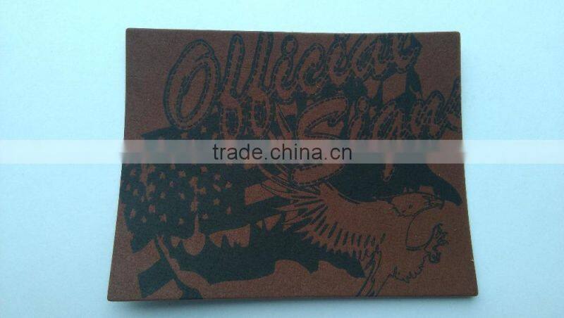 Custom good quality PU leather embossed patch for jeans