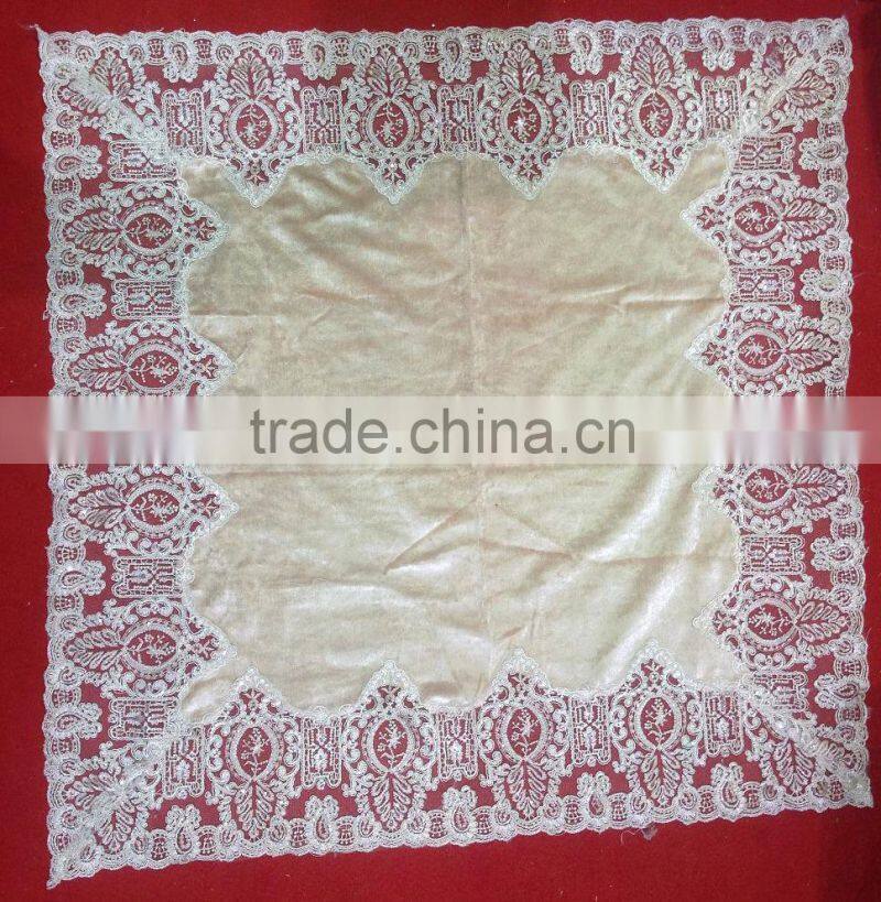 Velvet tablecloth with lace
