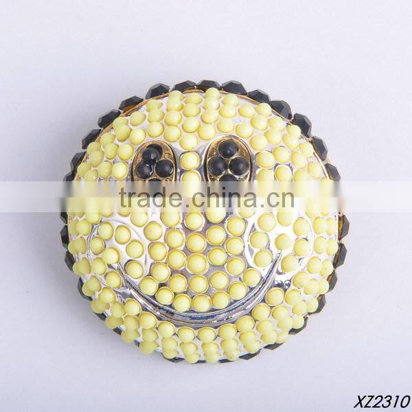 black and light yellow dots resin gem stud smily brooches