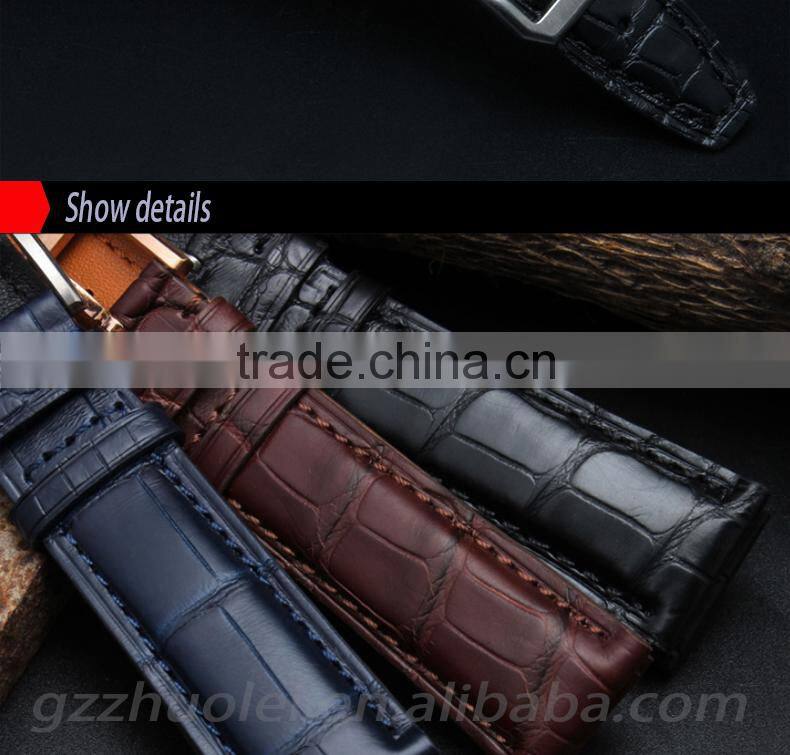Customize Crocodile Leather Watch Bracelet 20mm 21mm 22mm black brown blue Wholesale 1PCS