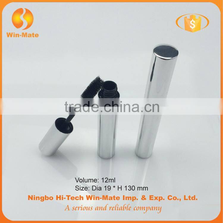 cylinderical silver luminous 12.1ml mascara packaging cosmetic