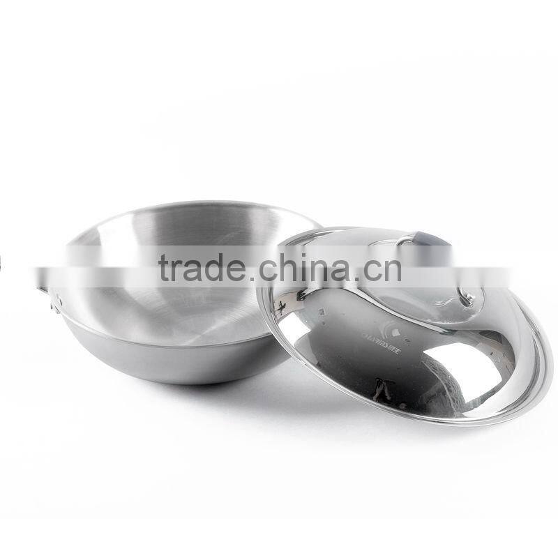 Stainless steel korean wok with glass lid