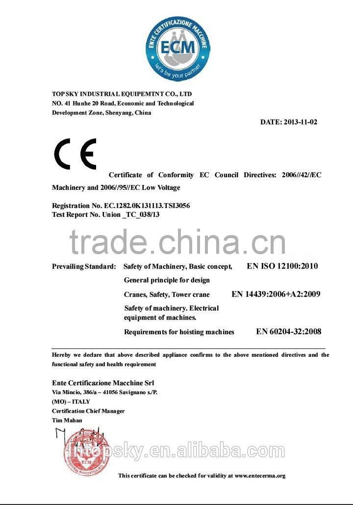 hot sale TL126-8T luffing jib tower crane