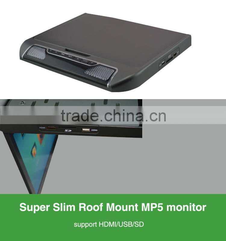 super slim bus roof mounted led monitor support mp5/usb/sd/hdmi
