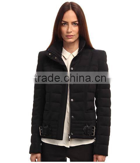 Short Quilted Coat With Belt women coat