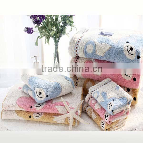 100% cotton jacquard style soft bear design lovely hand towel