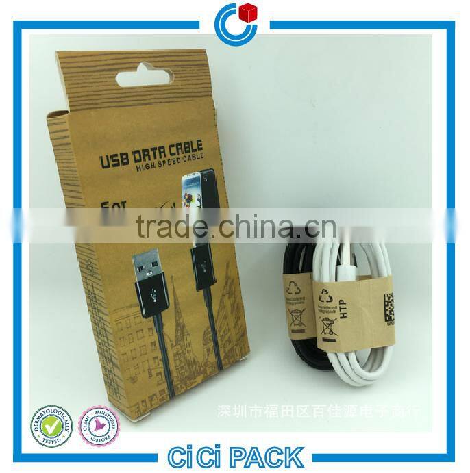 Popular CYMK printing paper packaging for usb cable packaging