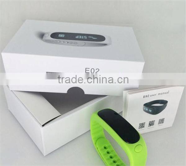 2015 Newest Factory Price High Quality E02 Smart Bluetooth Sport Bracelet