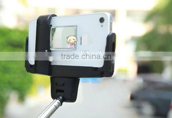 New arrival D09 with mirror monopod selfie stick, monopod with bluetooth shutter button for camera and mobile phone