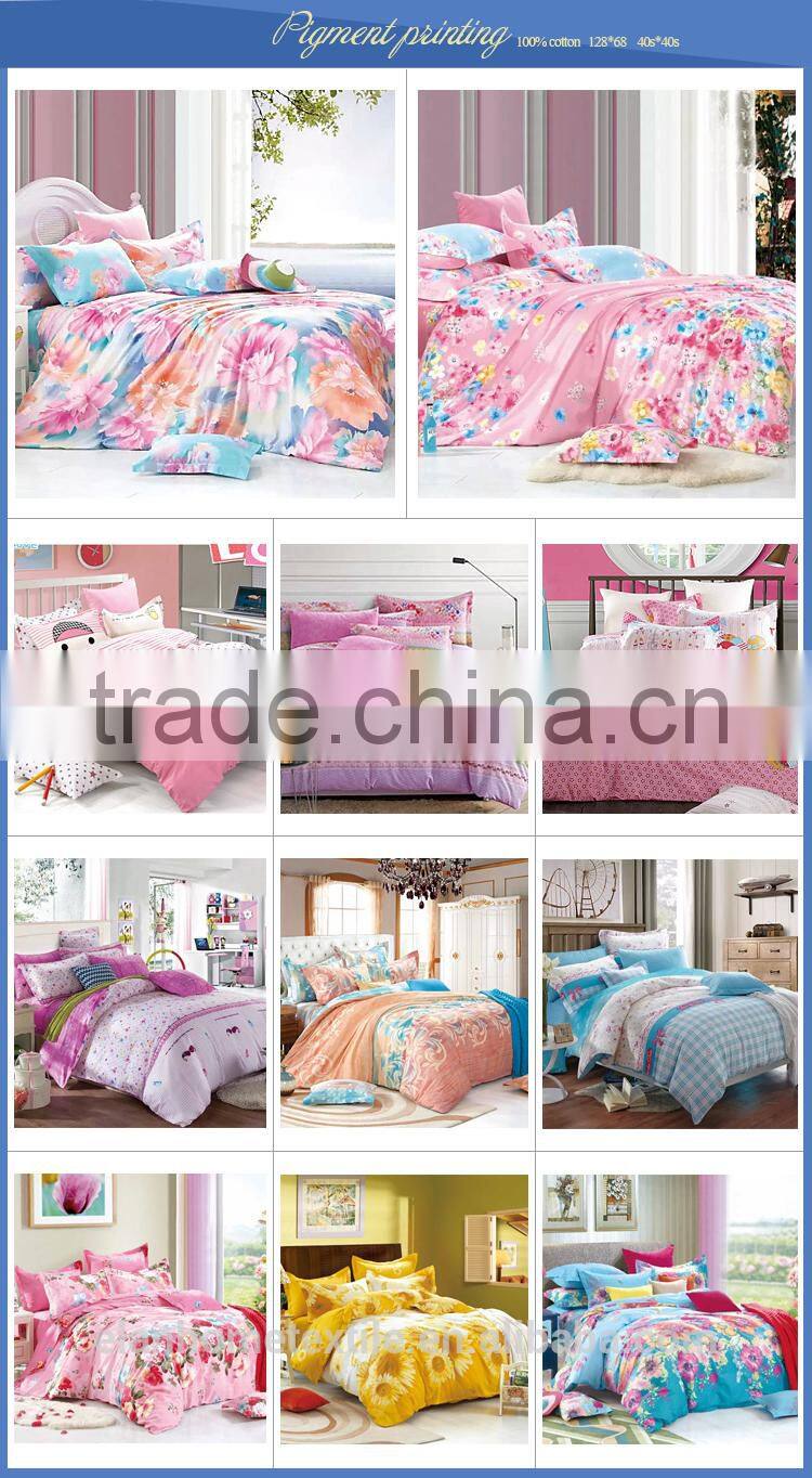 100% cotton 128*68 40s*40s pigment printting luxury bed sheet with zipper