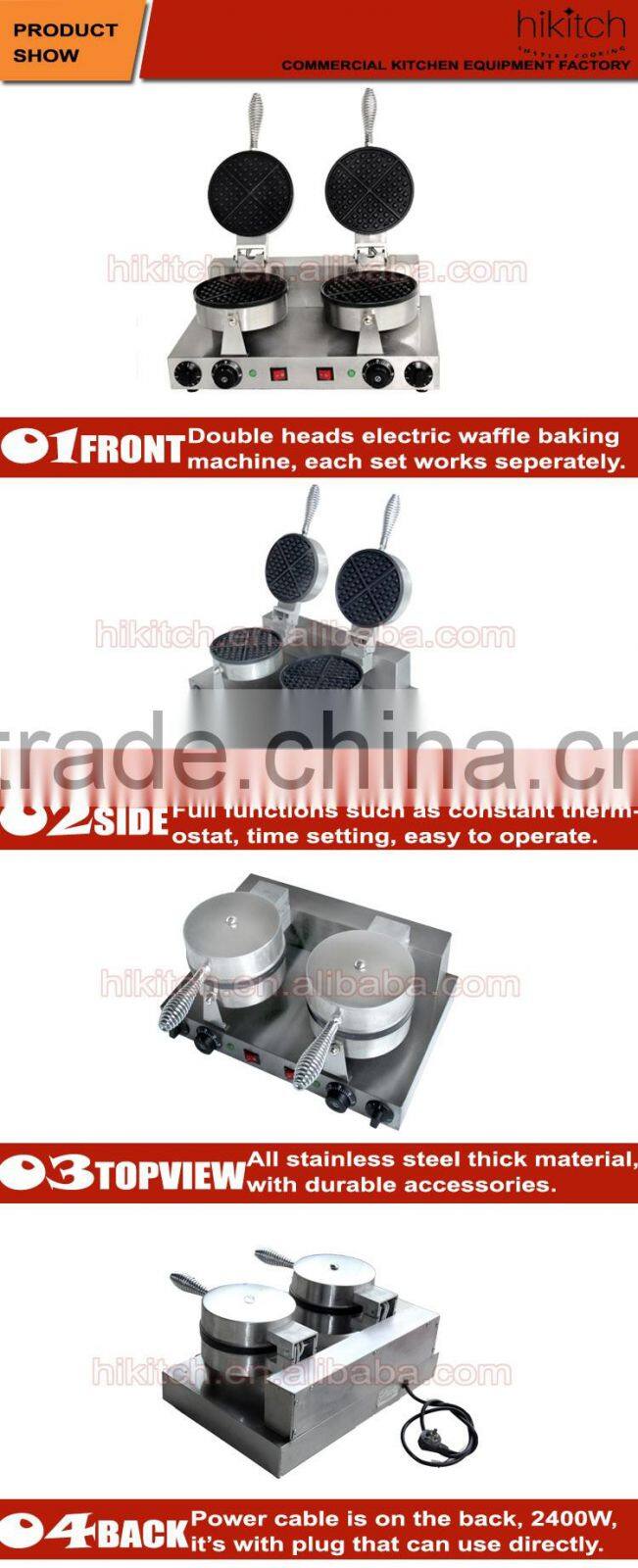 Stainless steel double head industrial waffle maker electric waffle baker