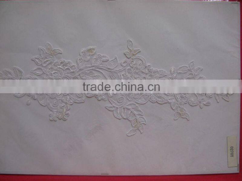 New hot selling embroidery beaded lace motif for evening dresses/Bridal Embroidery Lace Motif Manufacture