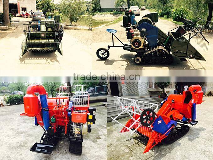 Full feed triangular crawler type mini combine harvester for paddy and dry field