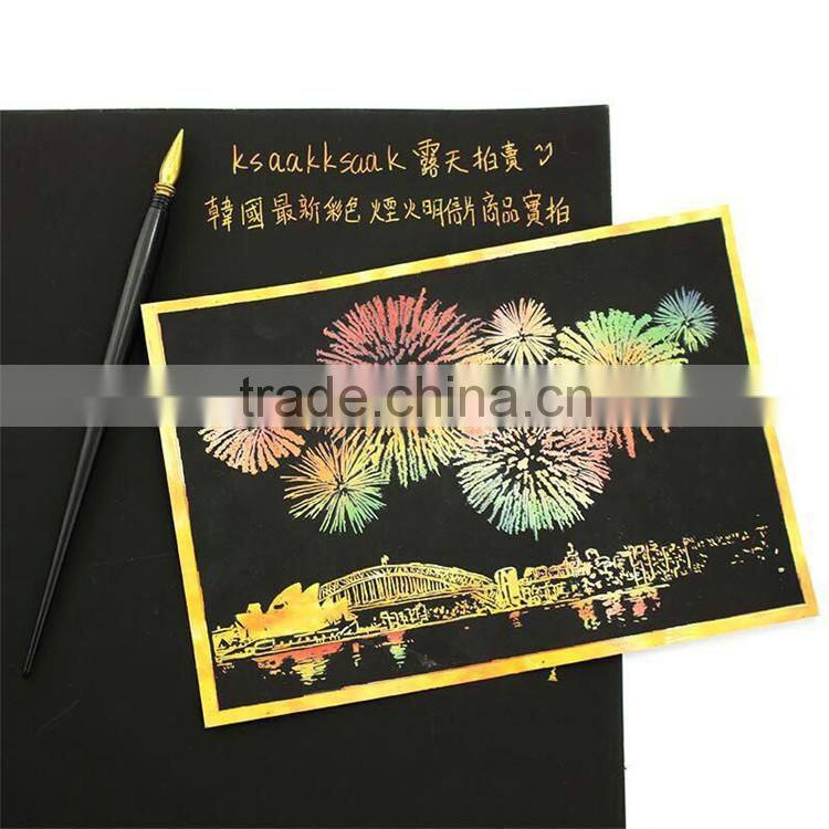 Hot selling newest high quality scratch night view new series with fireworks pictures