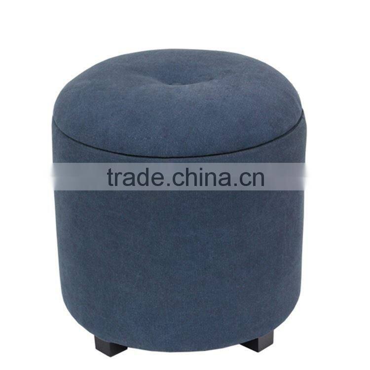 cool beach blue round tin bucket storage puff ottoman with woolen cover