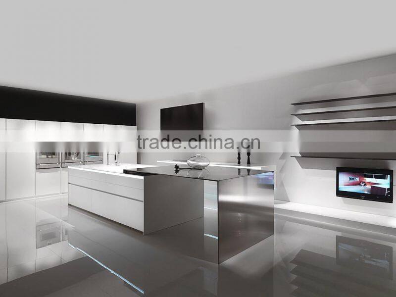 Modern lacquer kitchen cabinet with black high gloss lacquer