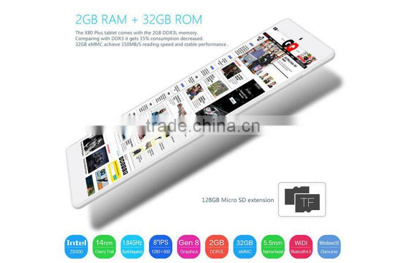 8" Plus Dual Boot Tablet PC Intel Atom 5 Z8300 1.44GHz 2GB 32GB WGA IPS Screen Bluetooth 4.0 HDMI Bluetooth 4.0
