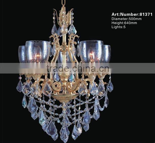 Gold Antique European Crystal Chandelier Glass Arm Candle Chandelier for Building Decoration