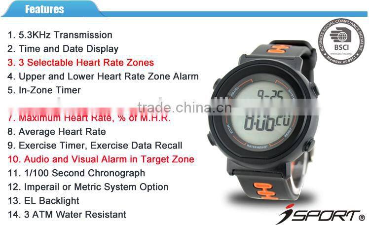 Healthy Outdoor Wireless Heart Rate Sports Watches with Pedometer