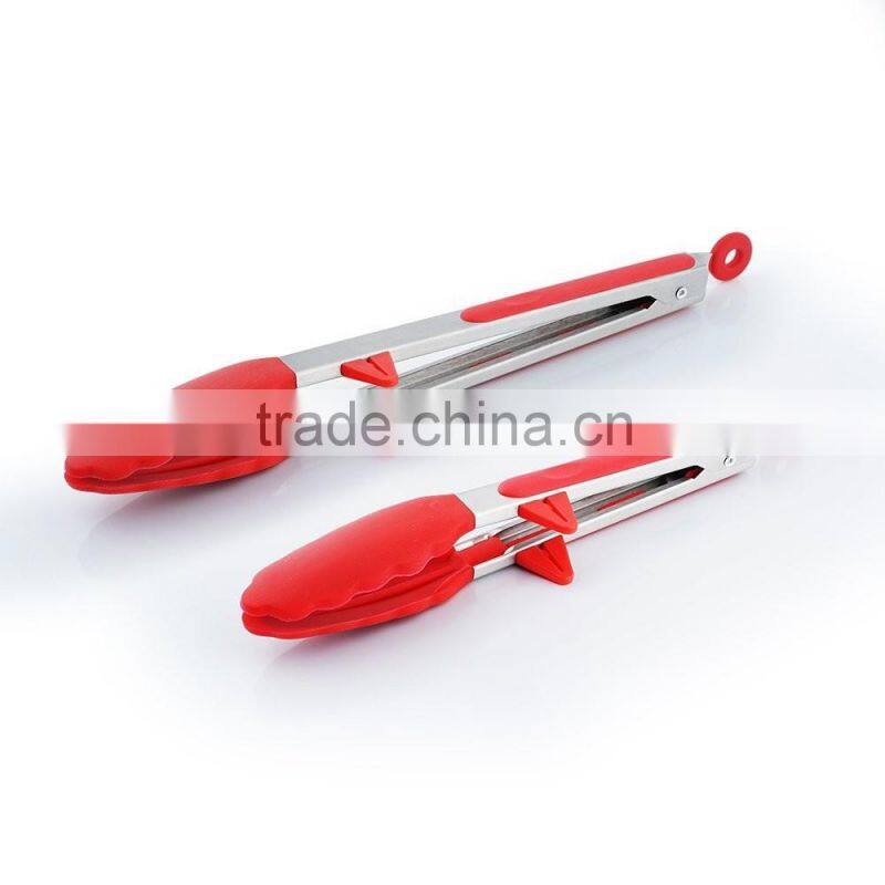 Silicone Stainless Steel Serving Salad & Grill & BBQ Kitchen Tongs Set 2 Pack (9-Inch & 12-Inch) Tongs...