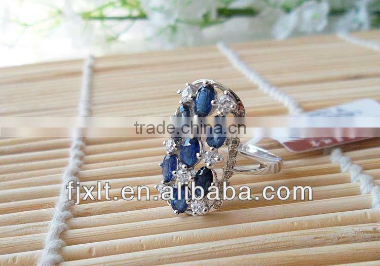 Custom Design 925 Sterling Silver Sapphire and Diamond Ring