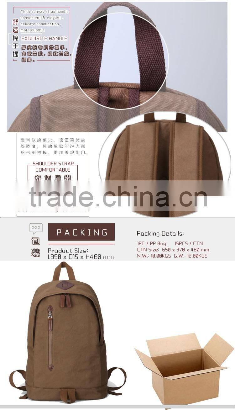 China Manufacturers Hidden Compartment Day Backpack Cotton Softback Leisure School Bag