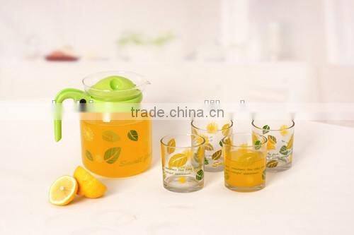 beautiful design 5pcs Glass drinking bottle and cups for tableware