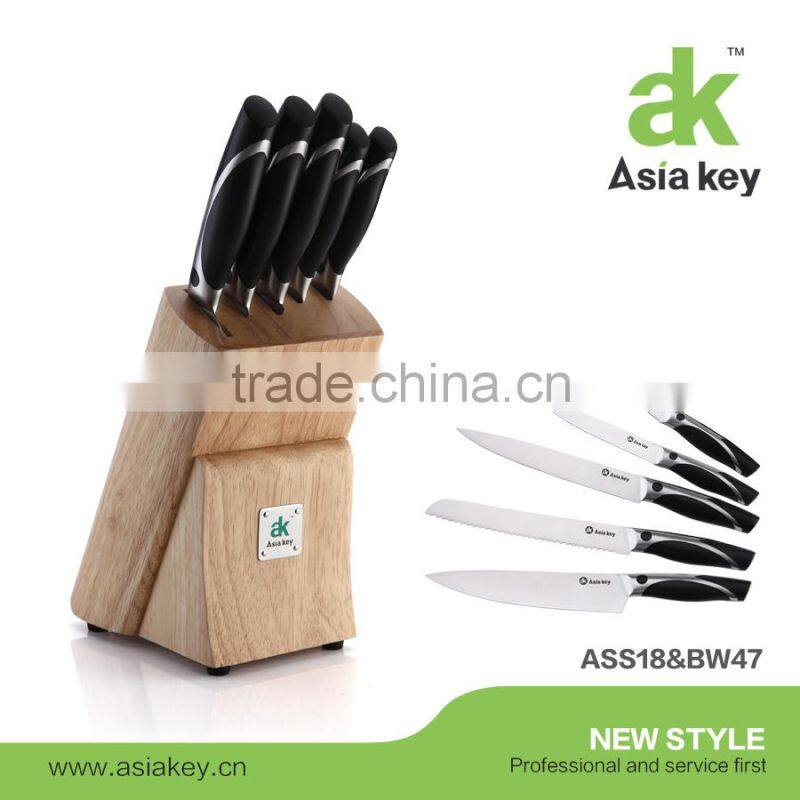 Top standard 7 pcs stainless steel black ss knife set with scissor