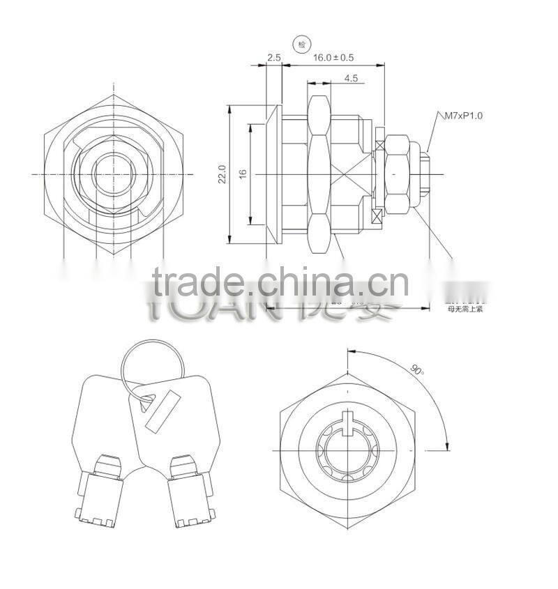 The cam lock master key small door lock