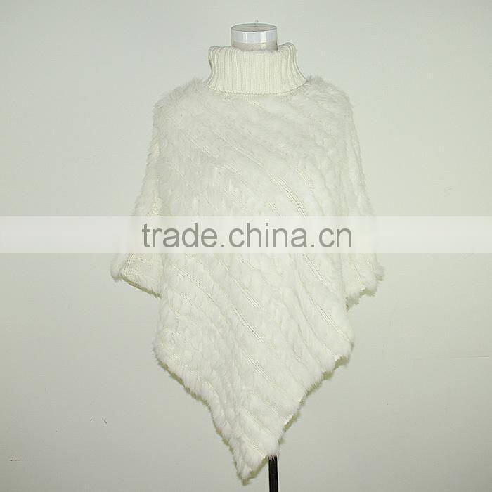 Rabbit fur cape knitted triangle fur cape,KZ14087