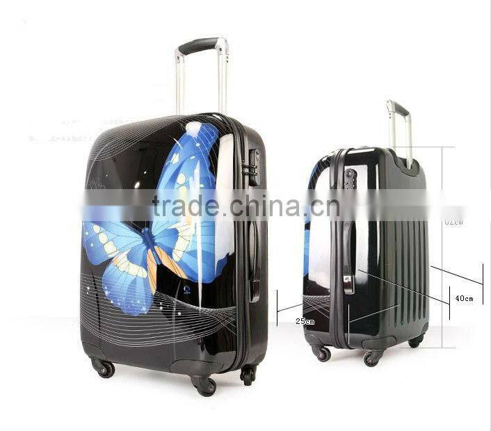 Beauty Butterfly Printing luggag Fashion for Women ABS&PC Carry on luggage Two Size 20'' 24 trolley luggage set for travel