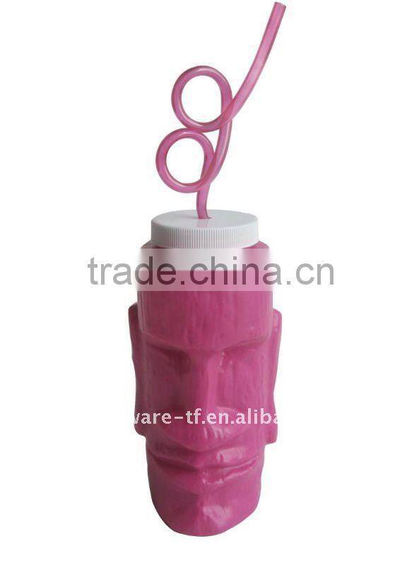 stone human statue hallowmas plastic cups with straw
