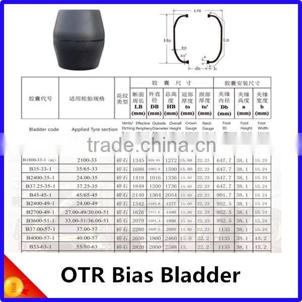 OTR Type Bias Tyre Curing Bladder B3700-57 Customized Demand