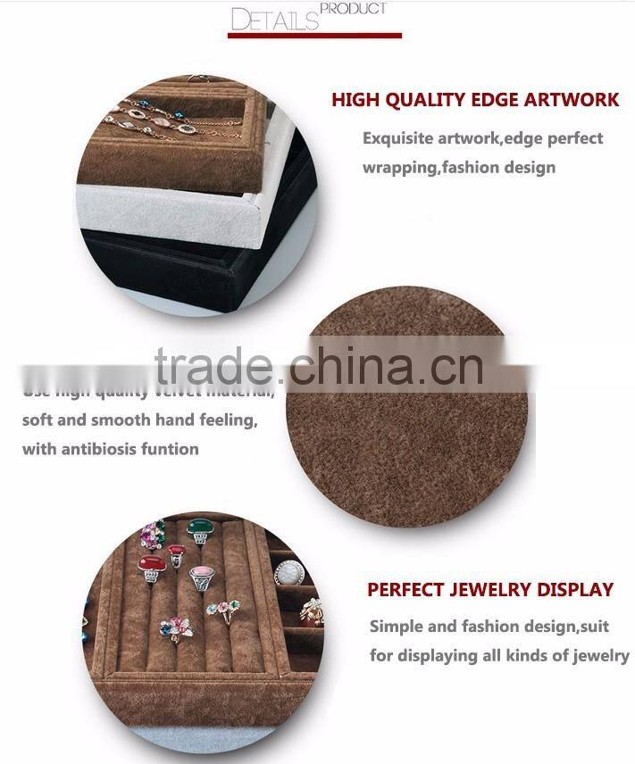 China manufacturer cheap price jewelry tray display stackable velvet