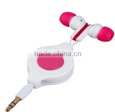 Retract retractable mobile earphone customized logo competitive price