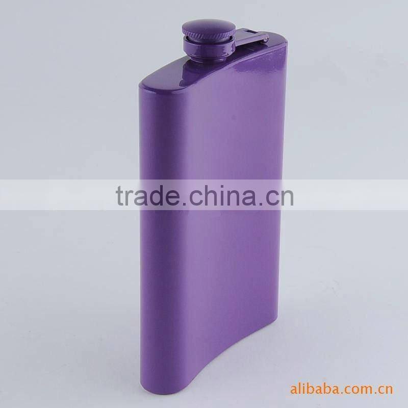 6oz trendy stainless steel painted hip flask and colored hip flask