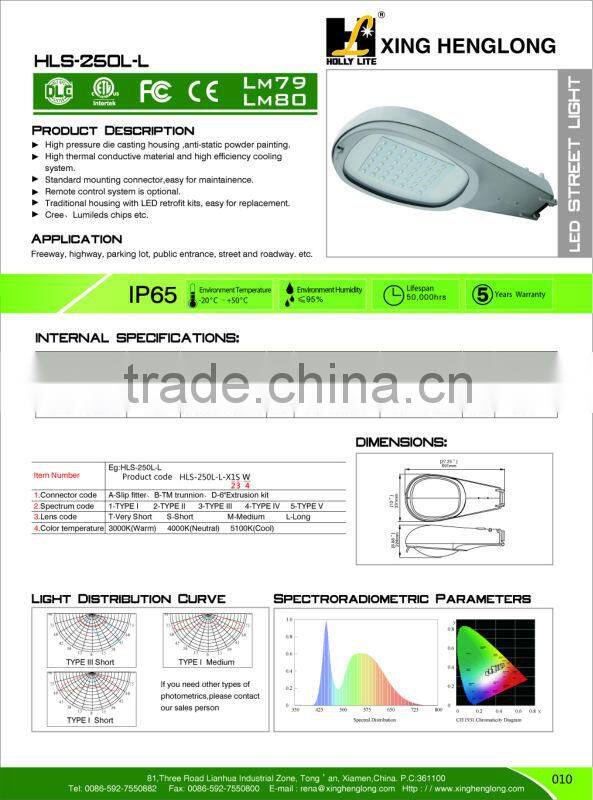 Diecasting Aluminium 75W LED street light with DLC approval,5 years warranty