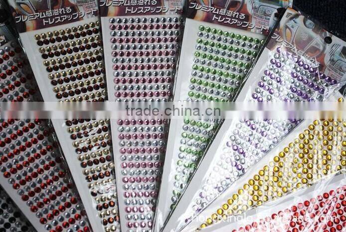 Colorful mirror phone car round rhinestone acrylic diamond sticker